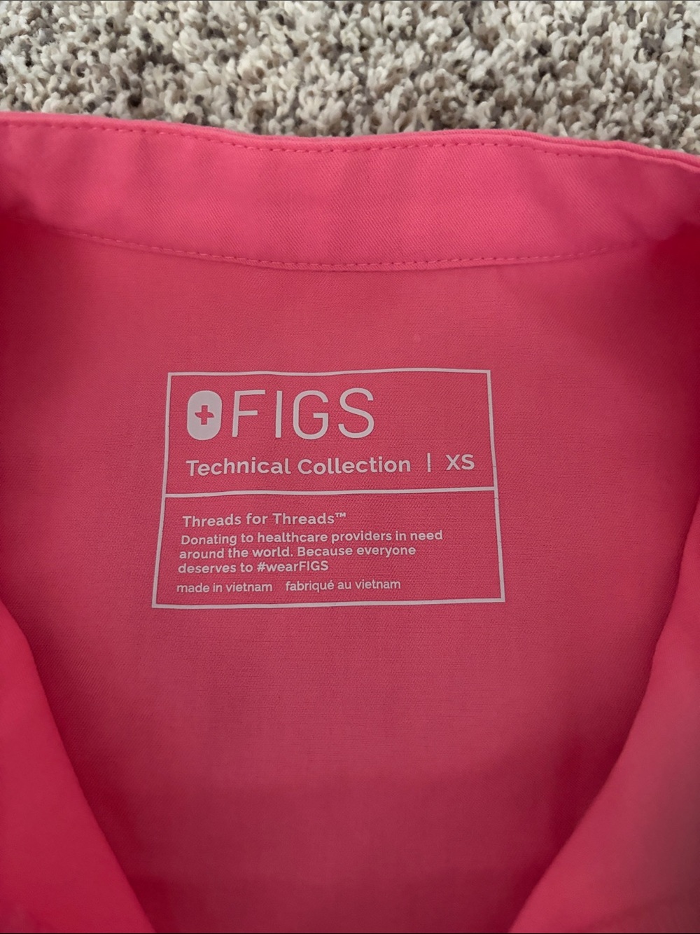 Figs Coral Pink Scrub Top and Pants with Yellow Drawstring - Picture 2 of 3